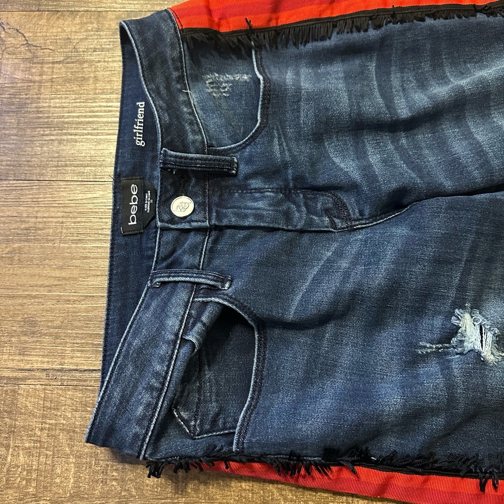 Bebe Dark Wash Striped Jeans